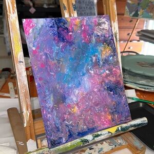 8”x10” Original Acrylic Pour Painting sealed with Resin- Abstract